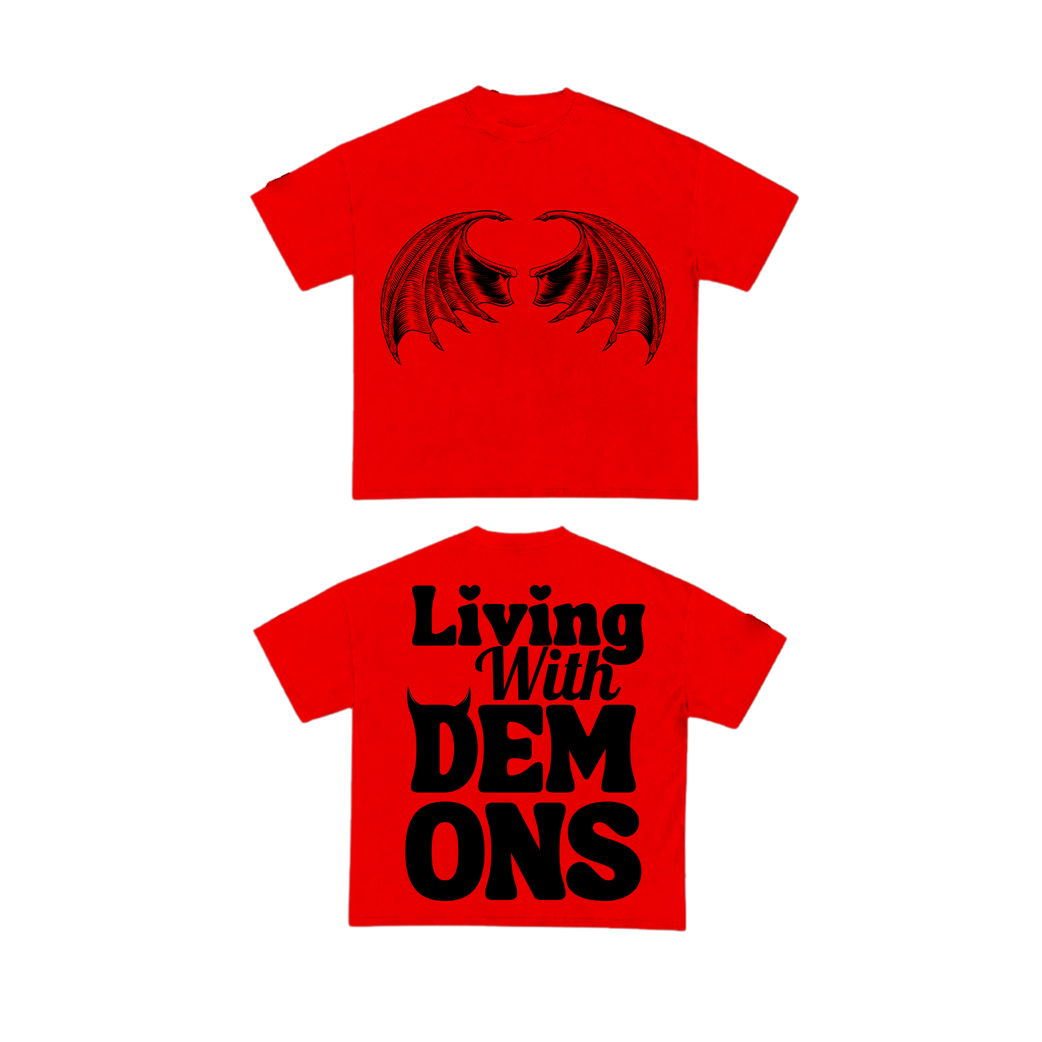 Angels And Demons "Living With Demons" T-Shirt (Demon Red)