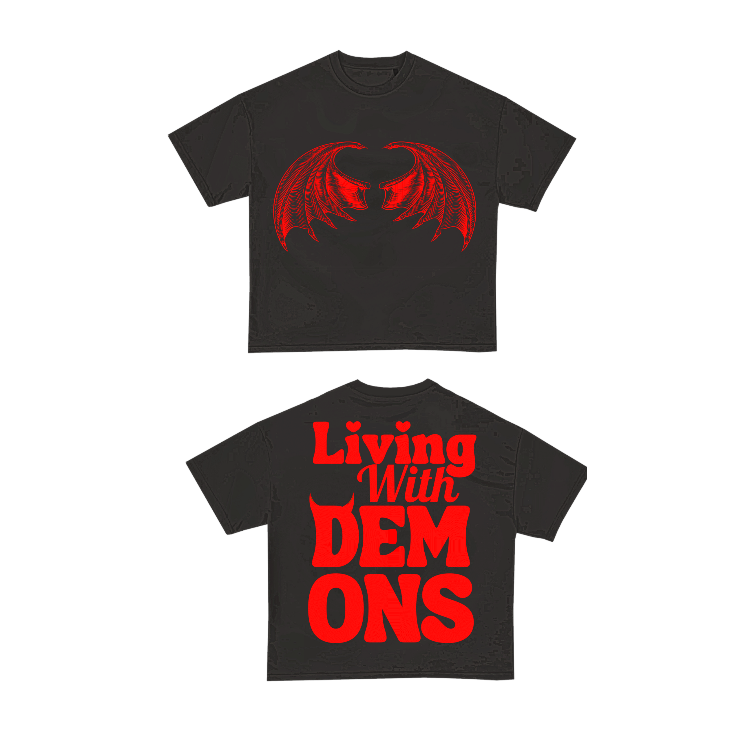 Angels And Demons "Living With Demons" T-Shirt (Charcoal Grey)