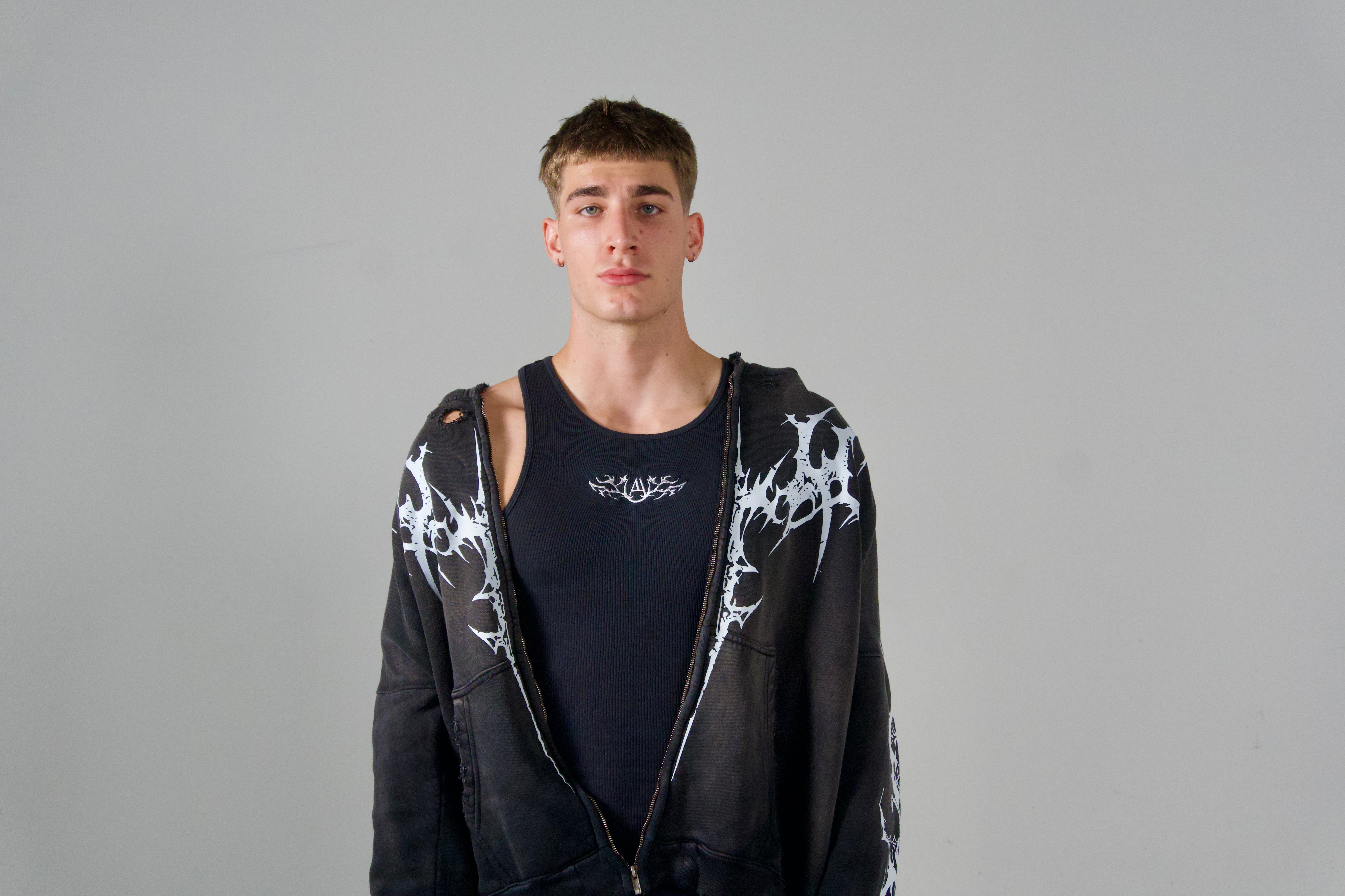 Destroyed Zip Up Jacket