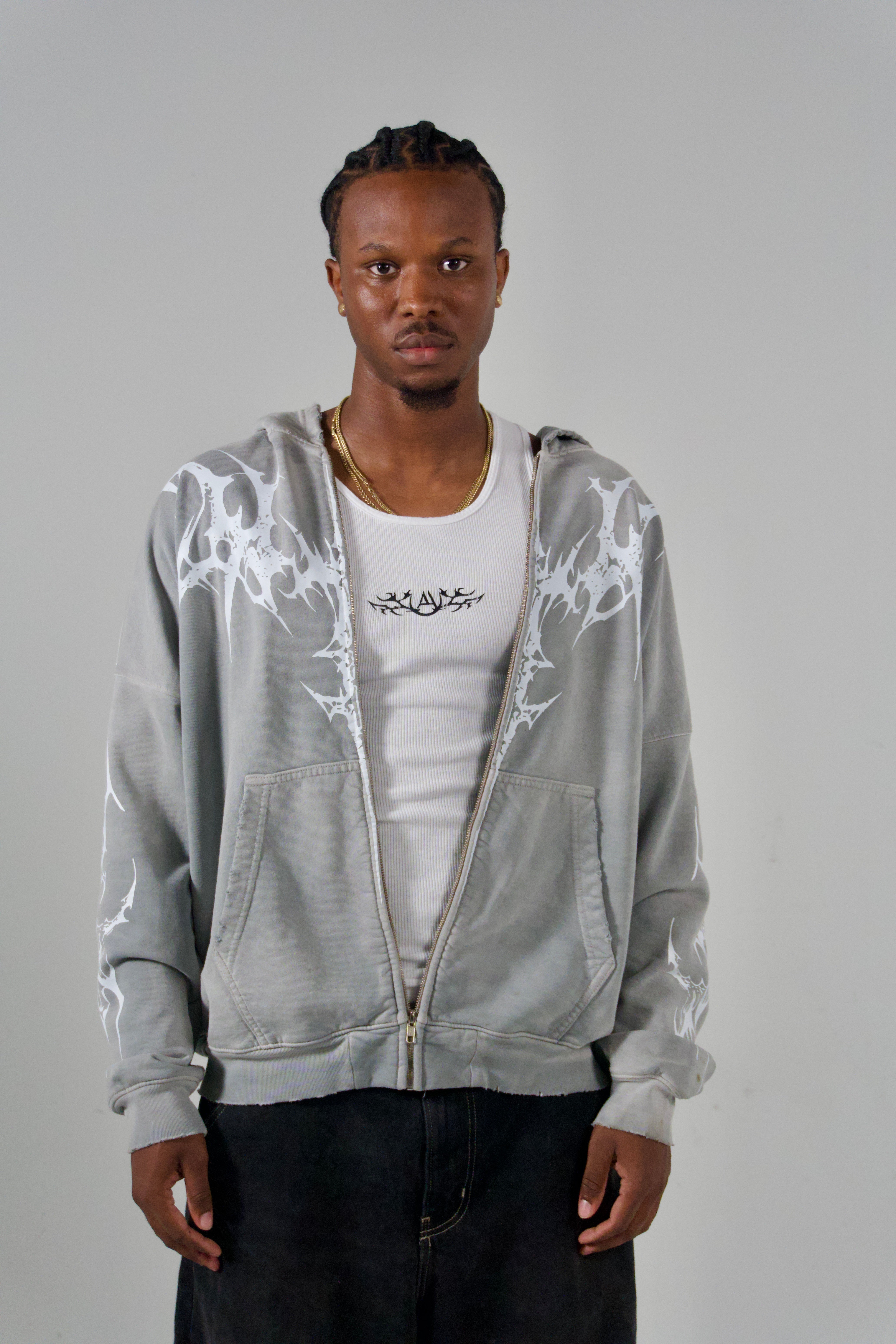 Destroyed Zip Up Jacket