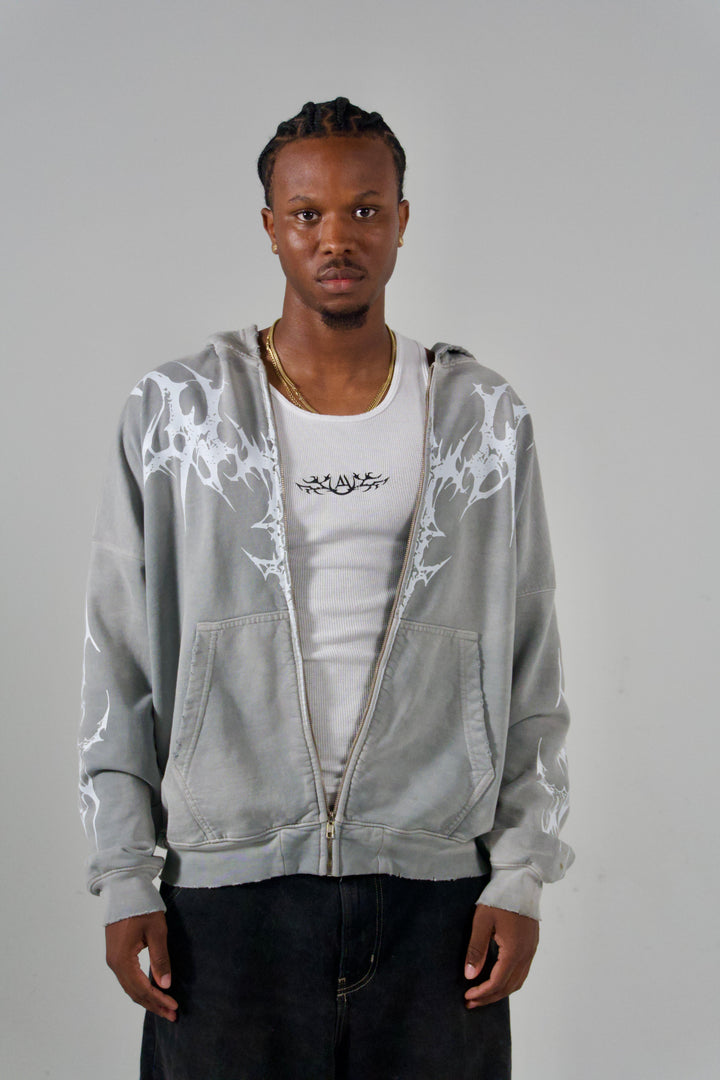 Destroyed Zip Up Jacket